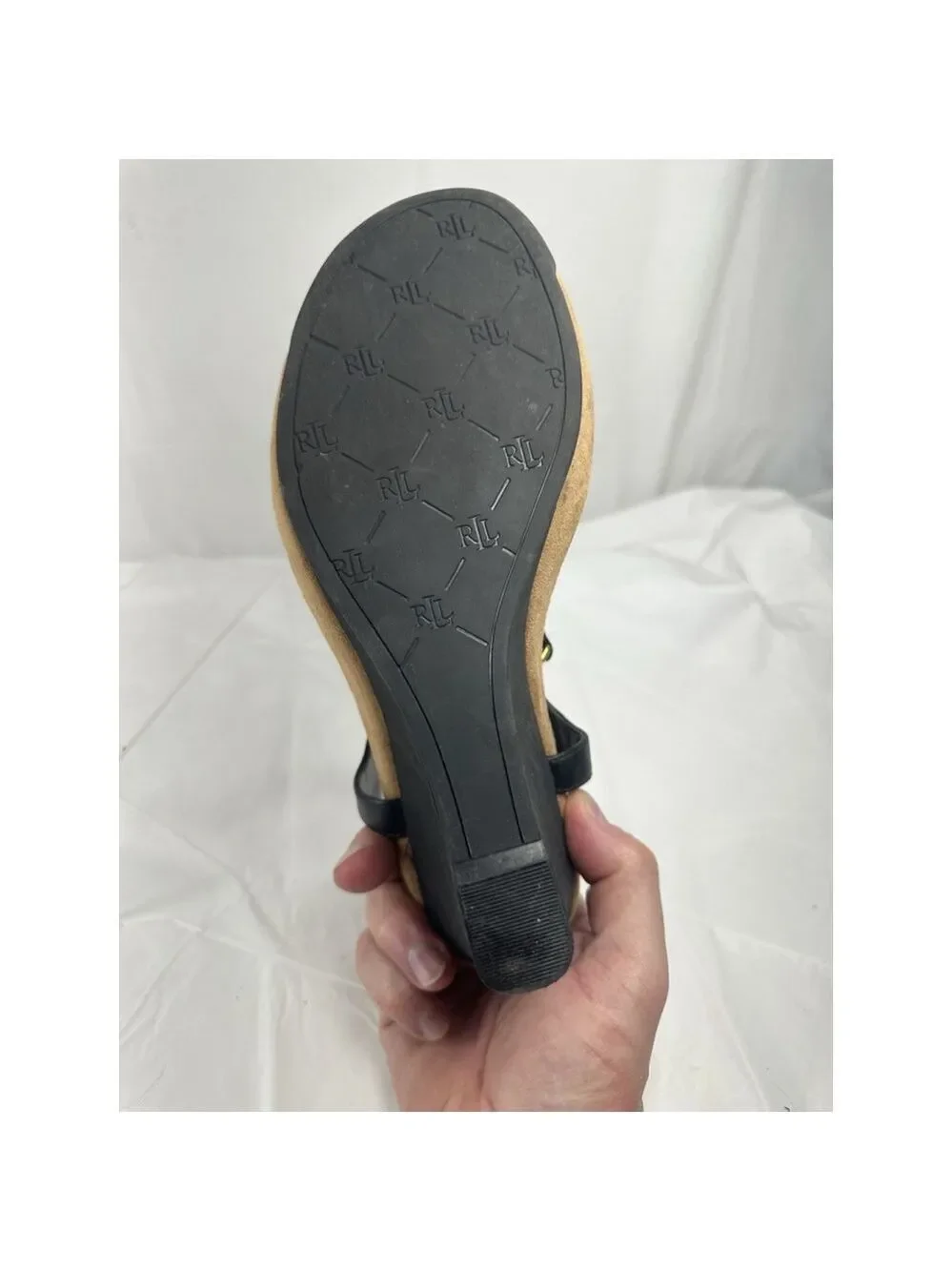 Ralph Lauren RLL Nikki Platform Wedge Sandal Size 9B black